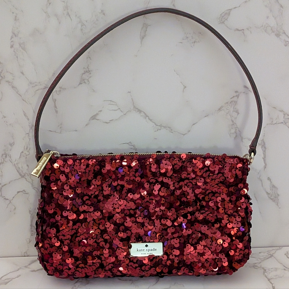 Kate Spade Red Sequin Shoulder Bag Wristlet Clutch
